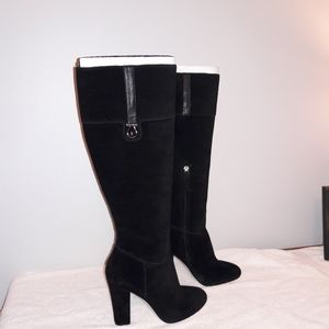 Joan & David Black Suede Knee High Boots